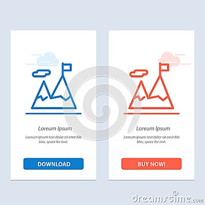 Accomplished, Business, Mission, Motivation Blue and Red Download and Buy Now web Widget Card Template Vector Illustration