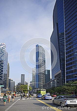 According to the Central Boulevard moving cars and pedestrians Editorial Stock Photo