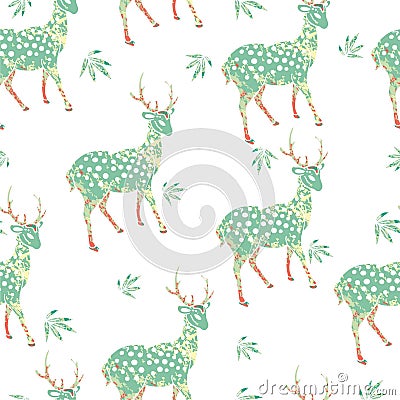 Deer with peach blossom Stock Photo