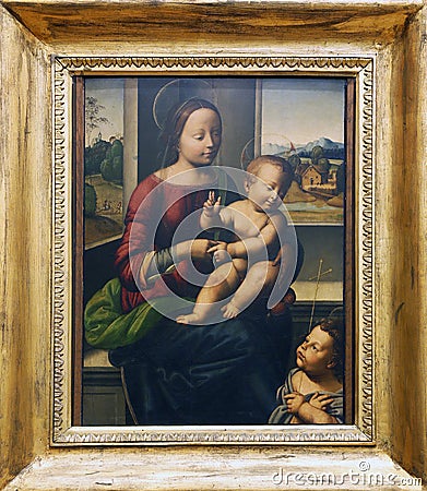 According to Fra Bartolommeo: Madonna and Child with St. John Editorial Stock Photo