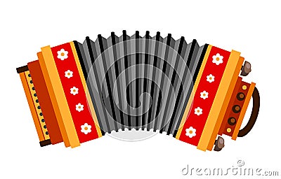 Accordion. Folk musical instrument. Vector Illustration