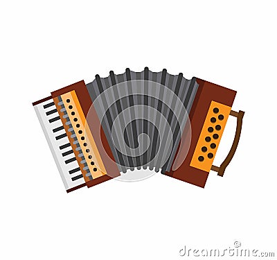 Accordion folk musical instrument flat illustration vector isolated in whtie background Vector Illustration