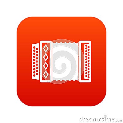 Accordion icon digital red Vector Illustration