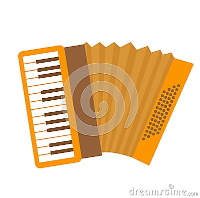 Accordion icon flat, cartoon style. Musical instrument isolated on white background. Vector illustration, clip-art. Vector Illustration