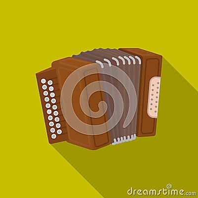 Accordion icon in flat style isolated on white background. Oktoberfest symbol stock vector illustration. Vector Illustration