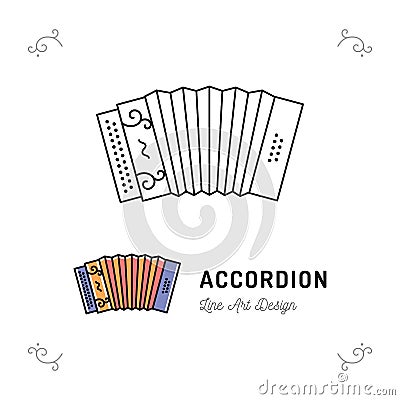 Accordion icon thin line art symbols, Accordions musical instruments. Vector outline illustration Vector Illustration