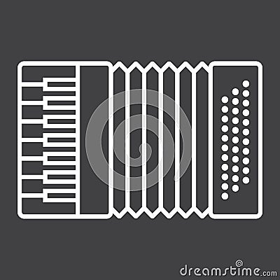 Accordion line icon, music and instrument, Vector Illustration