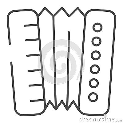 Accordion thin line icon. Harmonica vector illustration isolated on white. Musical instrument outline style design Vector Illustration