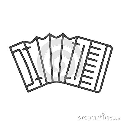 Accordion thin line icon, Music instruments concept, Classical bayan sign on white background, harmonic icon in outline Vector Illustration