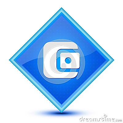 Account balance wallet icon isolated on special blue diamond button Cartoon Illustration