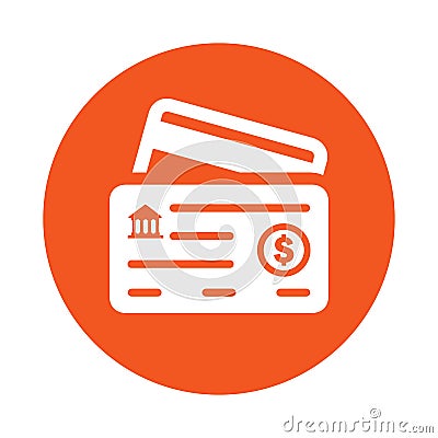 Account, bank, bankbook icon. Orange vector sketch Stock Photo