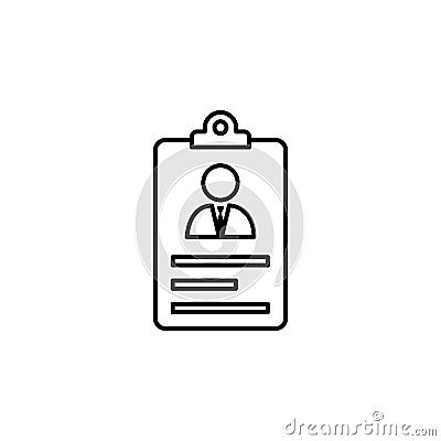 Account, cv, resume icon on white background. Can be used for web, logo, mobile app, UI, UX Vector Illustration