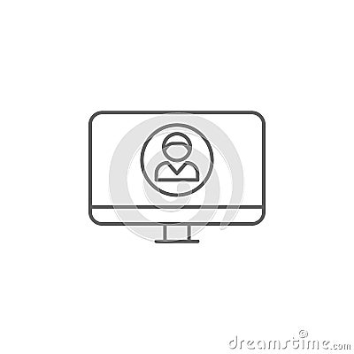 account laptop friendship outline icon. Elements of friendship line icon. Signs, symbols and vectors can be used for web, logo, Stock Photo