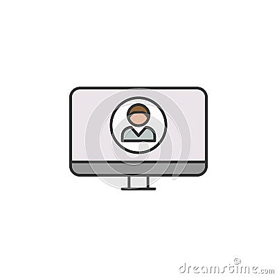 account laptop friendship outline icon. Elements of friendship line icon. Signs, symbols and vectors can be used for web, logo, Stock Photo