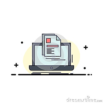 account, Laptop, Report, Print, Resume Flat Color Icon Vector Vector Illustration