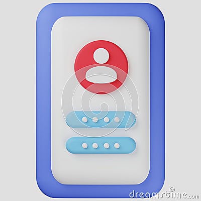 account login and password form on smartphone app user authorization login authentication page sign up conce icon 3d Stock Photo