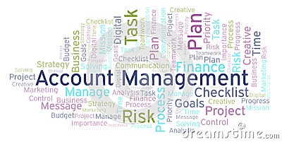 Account Management word cloud, made with text only. Stock Photo