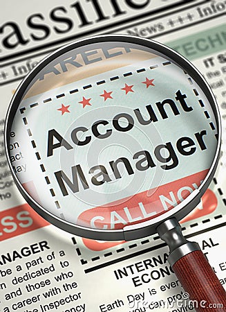 Account Manager Hiring Now. 3D. Stock Photo