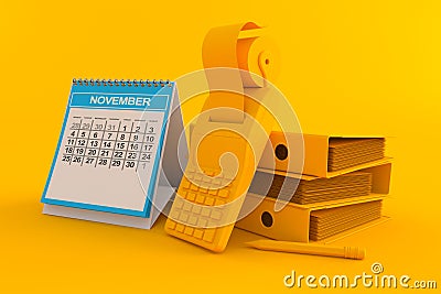 Accountancy background with calendar Cartoon Illustration