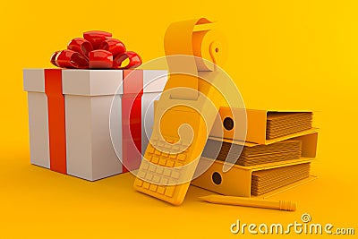 Accountancy background with gift Cartoon Illustration