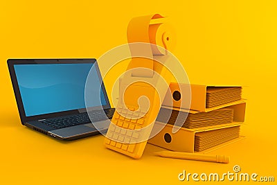 Accountancy background with laptop Cartoon Illustration