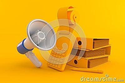 Accountancy background with megaphone Cartoon Illustration