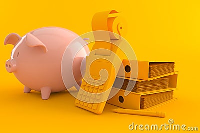 Accountancy background with piggy bank Stock Photo