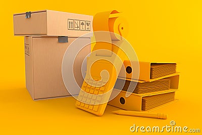 Accountancy background with stack of boxes Cartoon Illustration