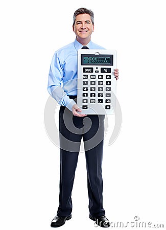 Accountant Businessman with calculator. Stock Photo