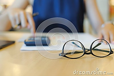 Accountant calculate financial report with graph chart Stock Photo