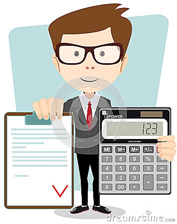 Accountant with a calculator, vector illustration Vector Illustration