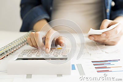 Accountant, financial inspector and making report, calculating o Stock Photo