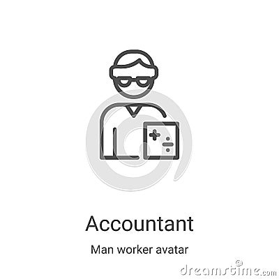 accountant icon vector from man worker avatar collection. Thin line accountant outline icon vector illustration. Linear symbol for Vector Illustration