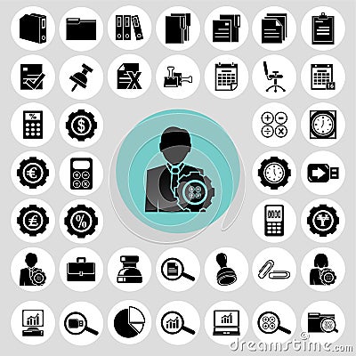 Accountant icons set. Stock Photo