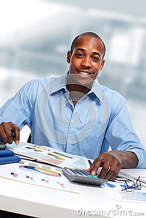 Accountant man working in office Stock Photo
