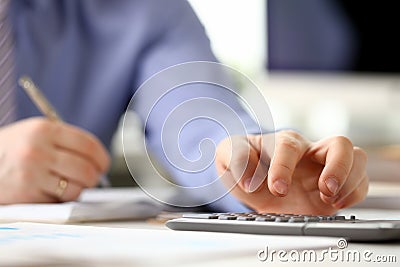 Accountant Manager Analyzing Investment Chart Stock Photo