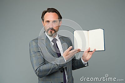 Accountant presenting accounting records. copy space in notebook. show the to-do list in diary. University lecturer Stock Photo