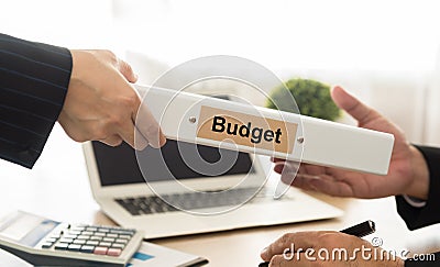 Accountant sends file budgets Stock Photo