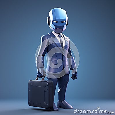 Toonami-inspired 3d Illustration Of A Man With Briefcase Stock Photo