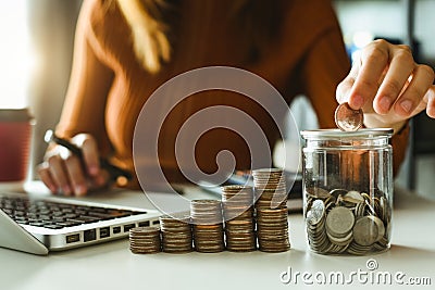 Accountant working on desk office Stock Photo