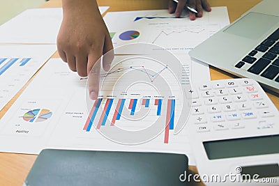 Accountants are examining the company`s finances to prepare business Stock Photo