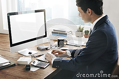 Accounting Analysis Digital Devices Workspace Concept Stock Photo