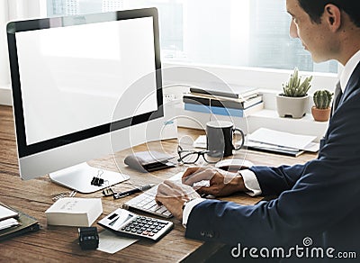 Accounting Analysis Digital Devices Workspace Concept Stock Photo