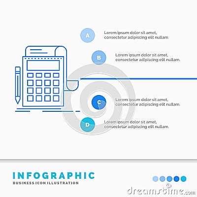 Accounting, audit, banking, calculation, calculator Infographics Template for Website and Presentation. Line Blue icon infographic Vector Illustration