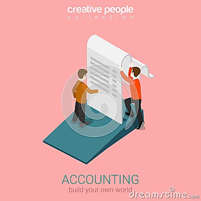 Accounting business finance concept flat 3d web isometric Vector Illustration