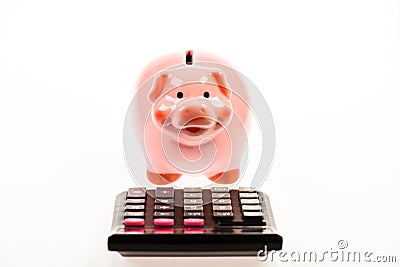 Accounting business. Piggy bank symbol money savings. Investments concept. Helping make smart financial choices. Pay Stock Photo