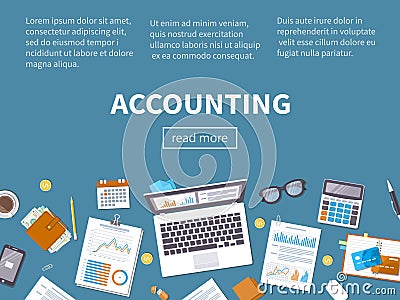 Accounting concept. Financial analysis, analytics, data analysis planning Vector Illustration