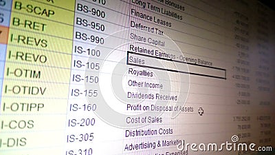 Accounting data processing in excel spreadsheet, finance report sales management Stock Photo