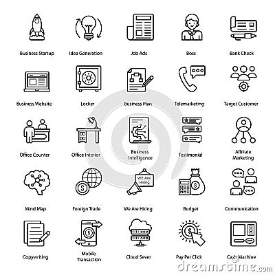 Accounting and Finance Icons in line Design Vector Illustration