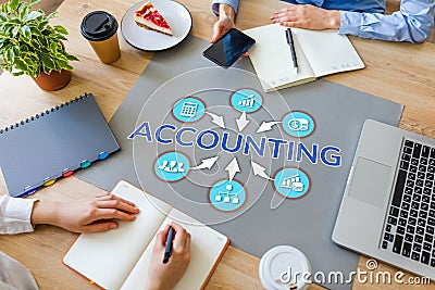 Accounting keeping financial account. Business Diagram graph on office desktop. Stock Photo